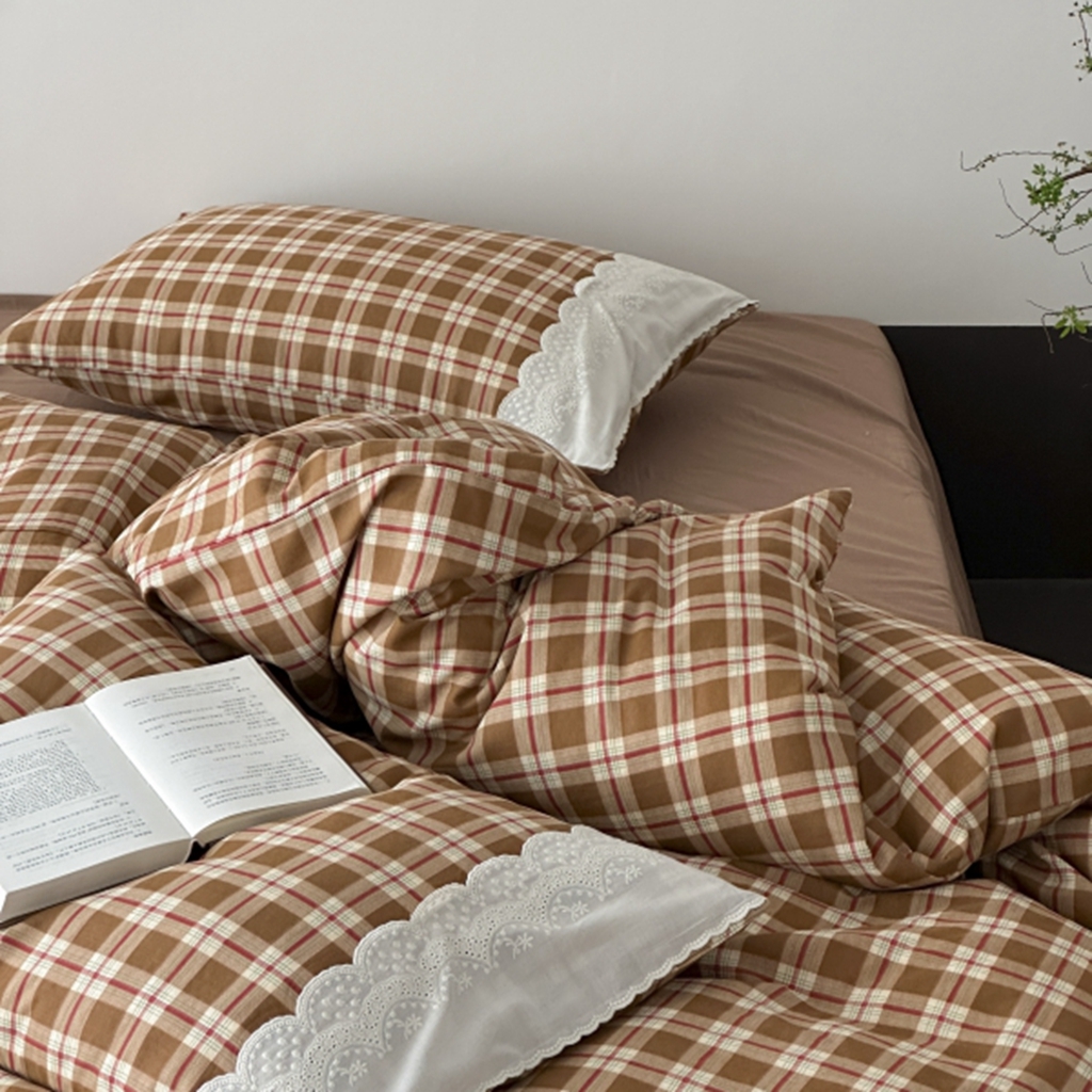 91家纺网 家纺一手货源 找家纺 旷野 2025新款全棉纯棉60支双层纱四件套 摩卡慕斯