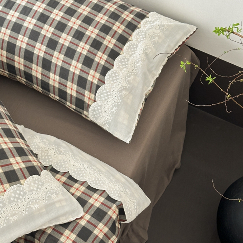 91家纺网 家纺一手货源 找家纺 旷野 2025新款全棉纯棉60支双层纱四件套 清冷乌木