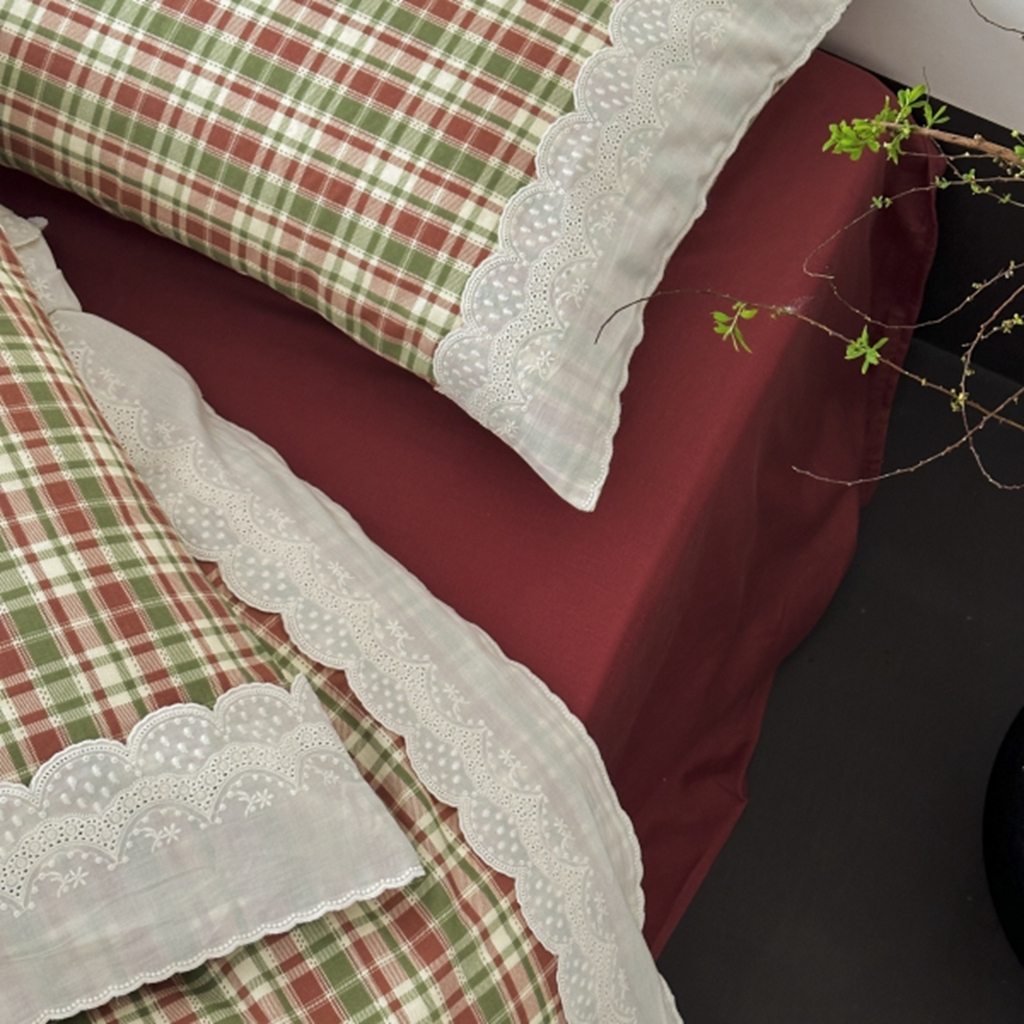 91家纺网 家纺一手货源 找家纺 旷野 2025新款全棉纯棉60支双层纱四件套 春野浮绿