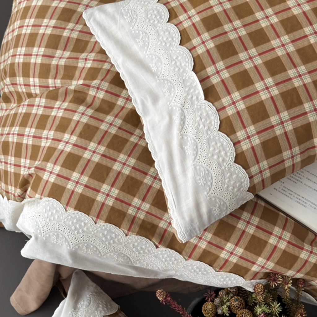 91家纺网 家纺一手货源 找家纺 旷野 2025新款全棉纯棉60支双层纱四件套 摩卡慕斯