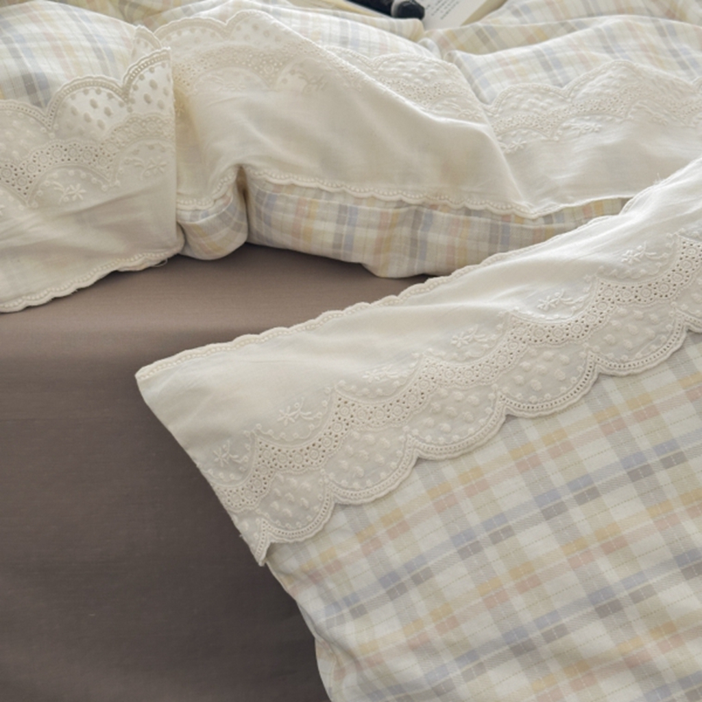 91家纺网 家纺一手货源 找家纺 旷野 2025新款全棉纯棉60支双层纱四件套 烟山暮紫