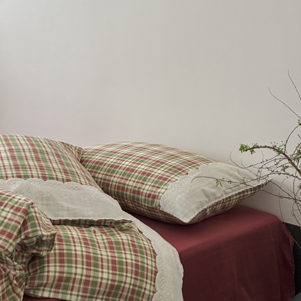 91家纺网 家纺一手货源 找家纺 旷野 2025新款全棉纯棉60支双层纱四件套 春野浮绿