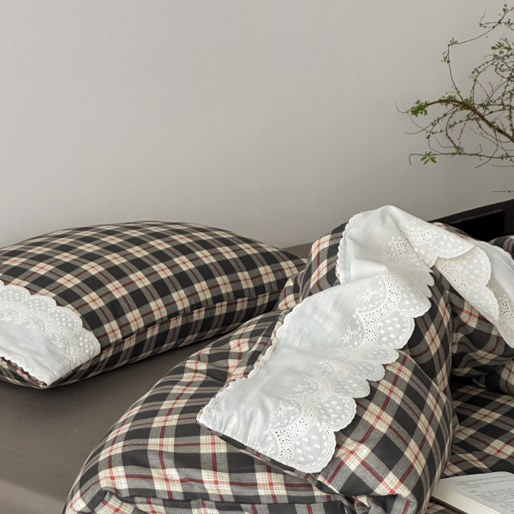 91家纺网 家纺一手货源 找家纺 旷野 2025新款全棉纯棉60支双层纱四件套 清冷乌木