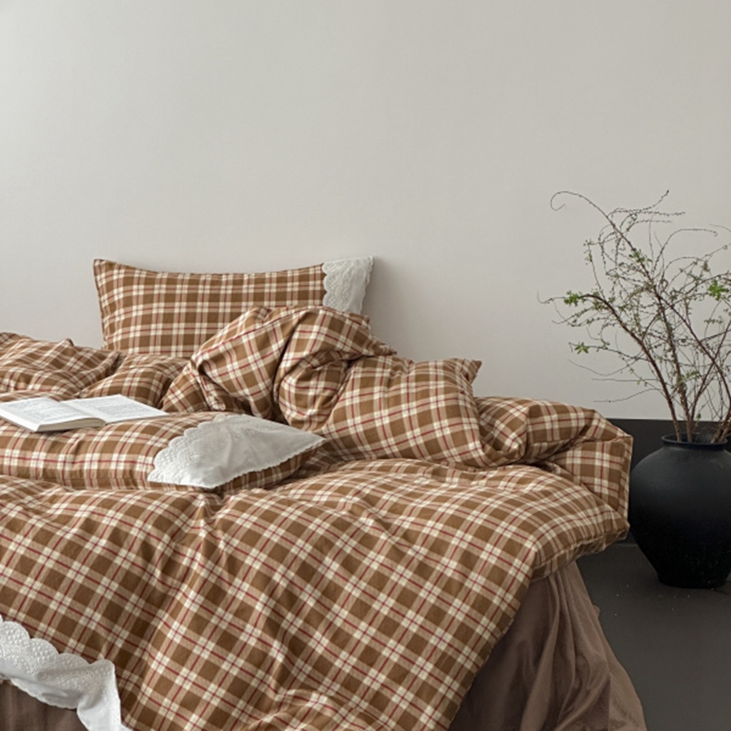 91家纺网 家纺一手货源 找家纺 旷野 2025新款全棉纯棉60支双层纱四件套 摩卡慕斯