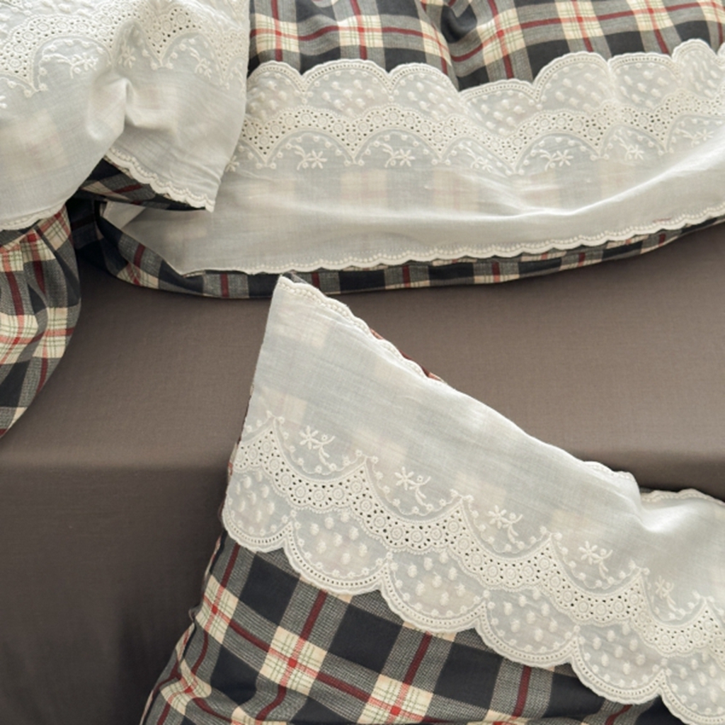 91家纺网 家纺一手货源 找家纺 旷野 2025新款全棉纯棉60支双层纱四件套 清冷乌木