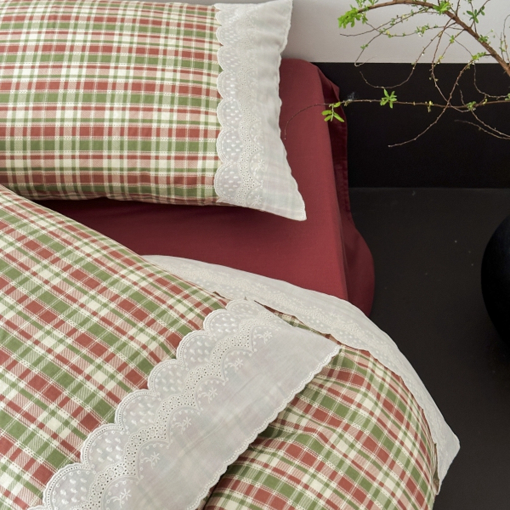 91家纺网 家纺一手货源 找家纺 旷野 2025新款全棉纯棉60支双层纱四件套 春野浮绿