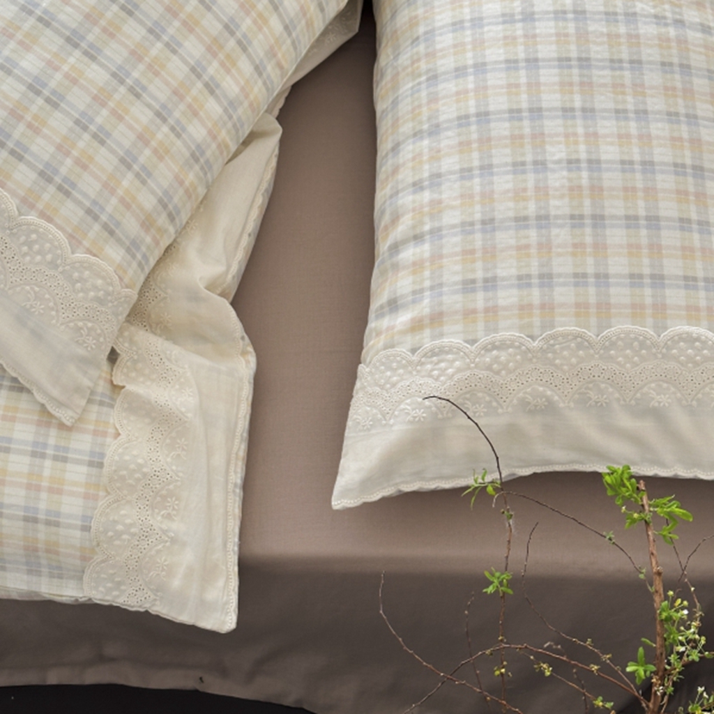 91家纺网 家纺一手货源 找家纺 旷野 2025新款全棉纯棉60支双层纱四件套 烟山暮紫