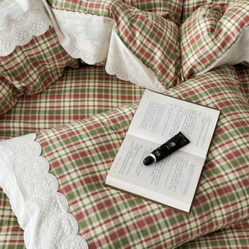 91家纺网 家纺一手货源 找家纺 旷野 2025新款全棉纯棉60支双层纱四件套 春野浮绿