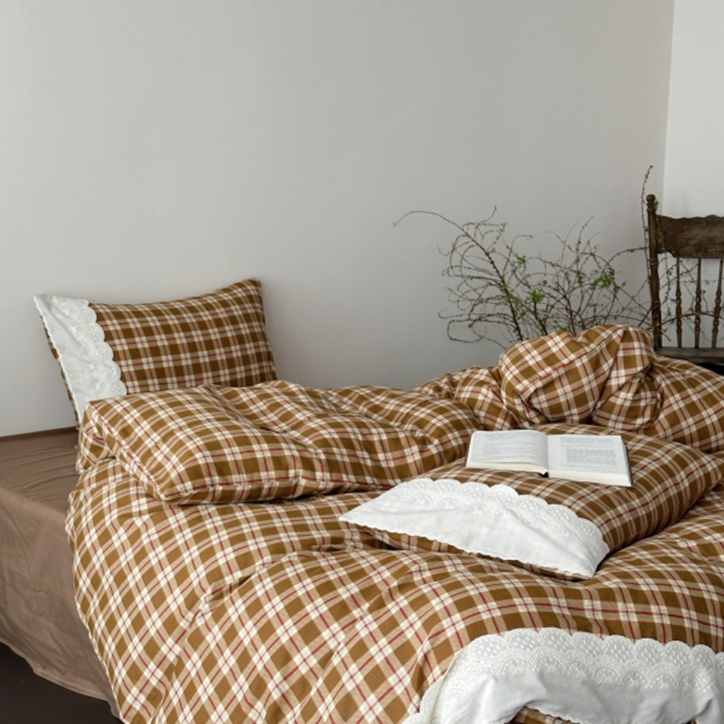 91家纺网 家纺一手货源 找家纺 旷野 2025新款全棉纯棉60支双层纱四件套 摩卡慕斯