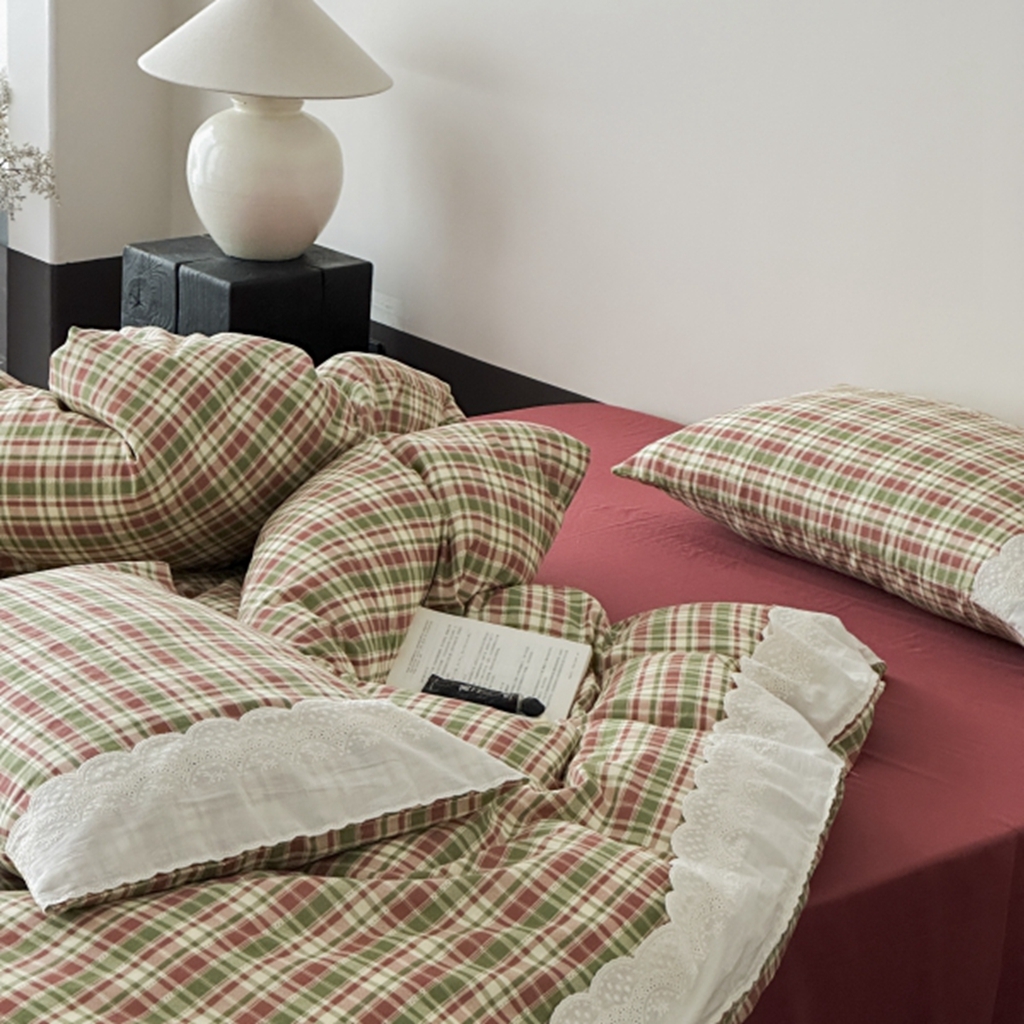 91家纺网 家纺一手货源 找家纺 旷野 2025新款全棉纯棉60支双层纱四件套 春野浮绿