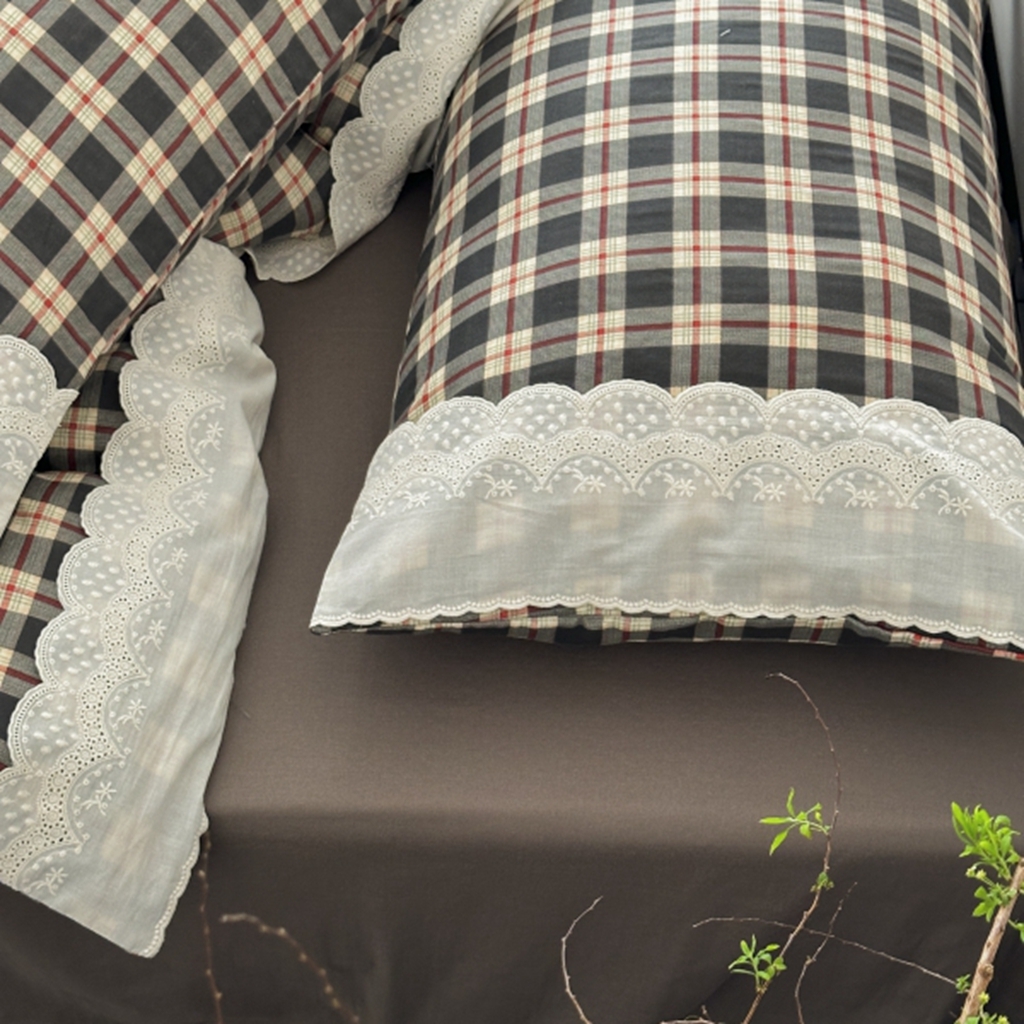 91家纺网 家纺一手货源 找家纺 旷野 2025新款全棉纯棉60支双层纱四件套 清冷乌木