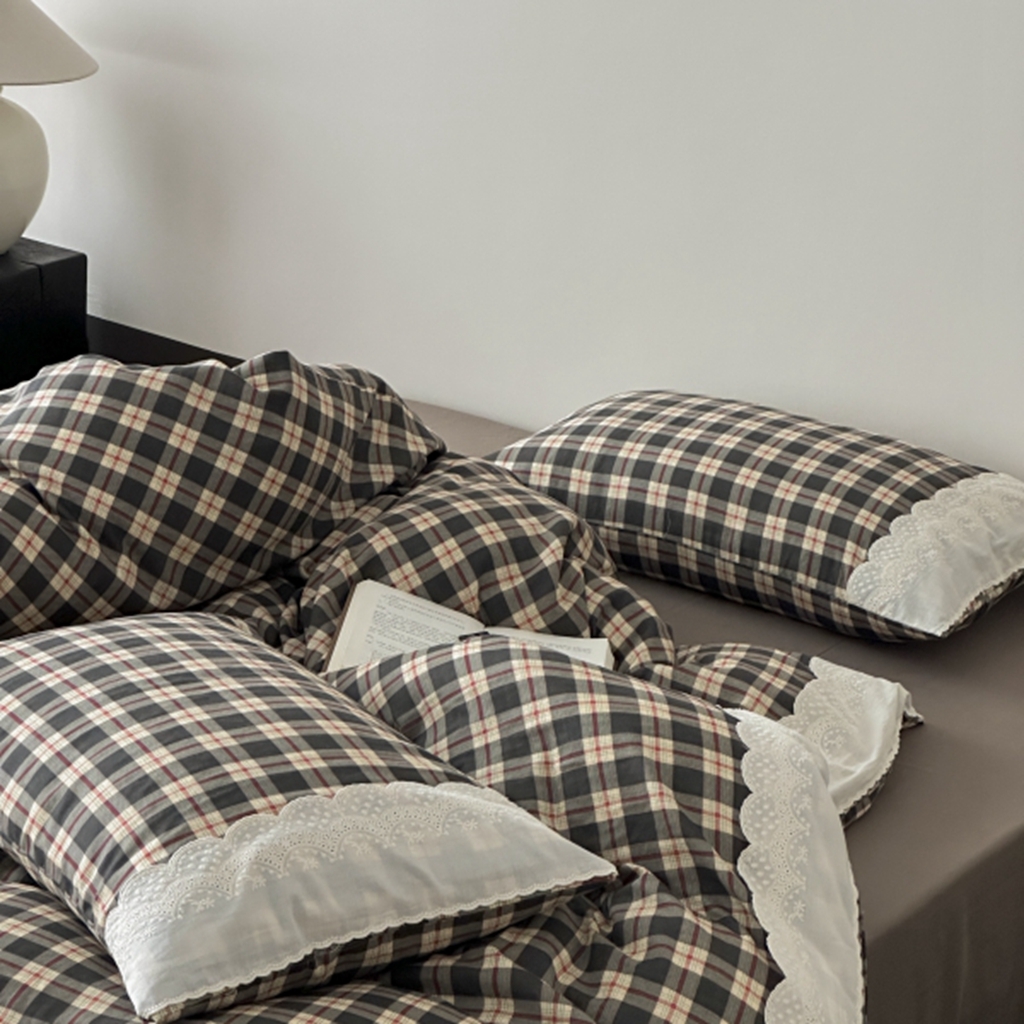 91家纺网 家纺一手货源 找家纺 旷野 2025新款全棉纯棉60支双层纱四件套 清冷乌木