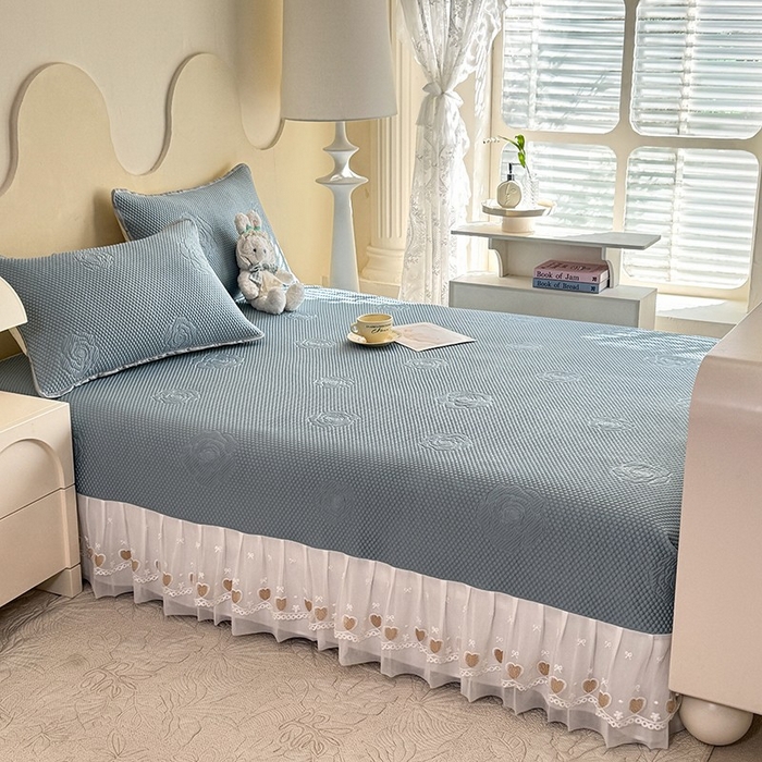 91家纺网 家纺一手货源 找家纺 美达家纺 2025新品冰豆豆榻榻米凉席 玫瑰花-蓝