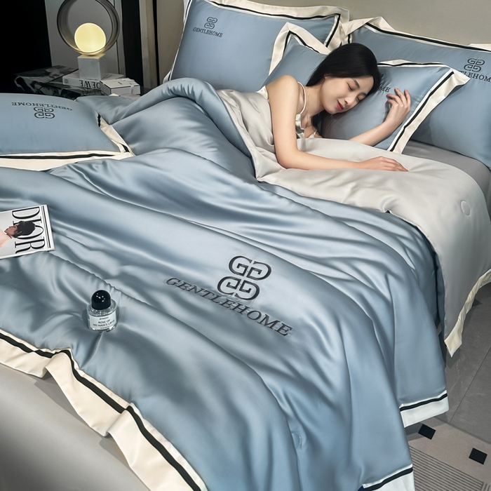 91家纺网 家纺一手货源 找家纺 小久久（小九九） 2025新款水洗真丝夏被-威廉 威廉-海清+山灰