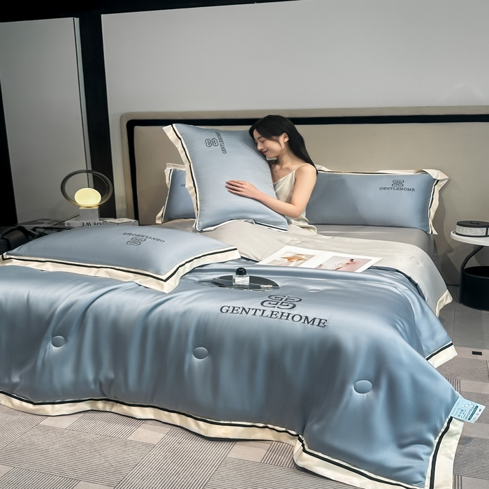 91家纺网 家纺一手货源 找家纺 小久久（小九九） 2025新款水洗真丝夏被-威廉 威廉-海清+山灰