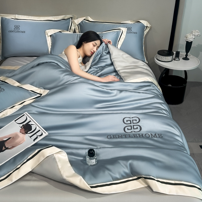 91家纺网 家纺一手货源 找家纺 小久久（小九九） 2025新款水洗真丝夏被-威廉 威廉-海清+山灰