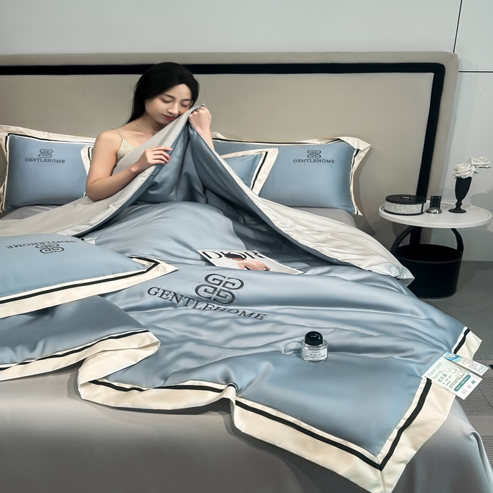 91家纺网 家纺一手货源 找家纺 小久久（小九九） 2025新款水洗真丝夏被-威廉 威廉-海清+山灰