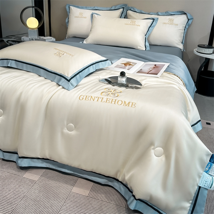 91家纺网 家纺一手货源 找家纺 小久久（小九九） 2025新款水洗真丝夏被-威廉 威廉-奶昔白+海清