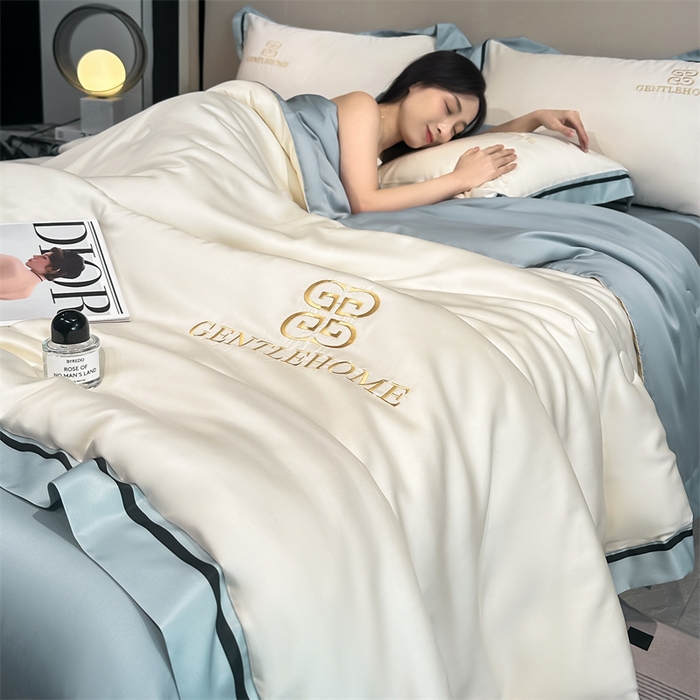 91家纺网 家纺一手货源 找家纺 小久久（小九九） 2025新款水洗真丝夏被-威廉 威廉-奶昔白+海清