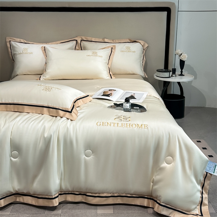 91家纺网 家纺一手货源 找家纺 小久久（小九九） 2025新款水洗真丝夏被-威廉 威廉-奶昔白+奶茶