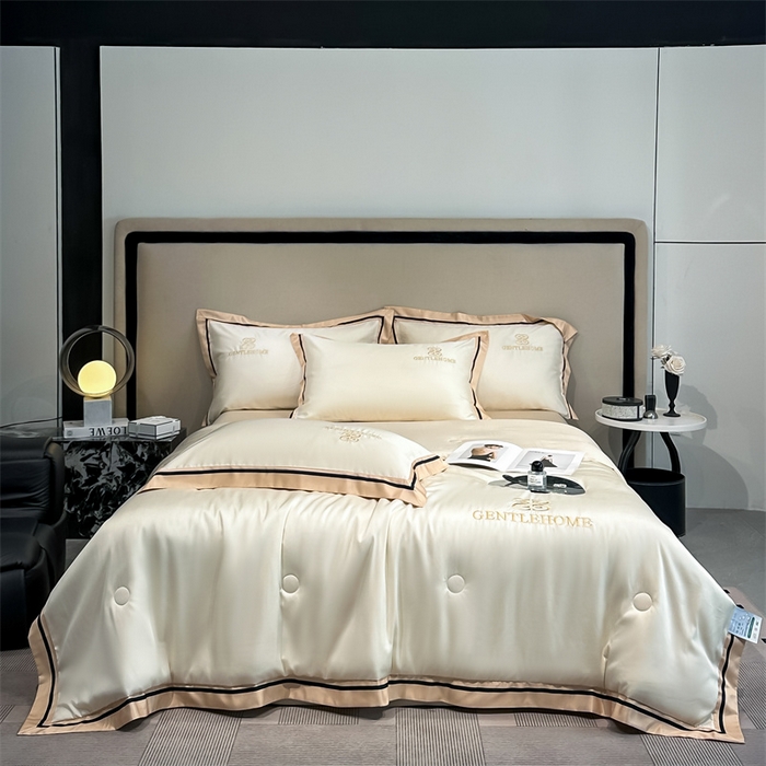 91家纺网 家纺一手货源 找家纺 小久久（小九九） 2025新款水洗真丝夏被-威廉 威廉-奶昔白+奶茶