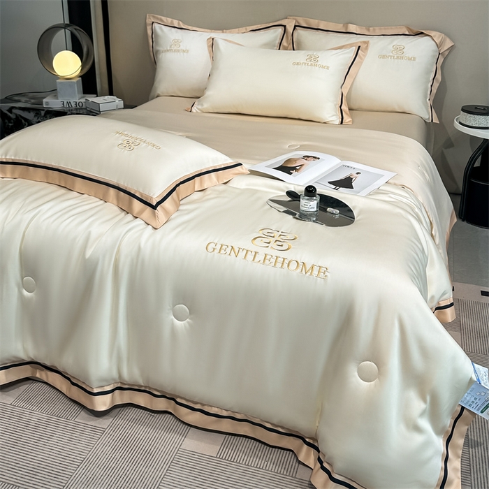 91家纺网 家纺一手货源 找家纺 小久久（小九九） 2025新款水洗真丝夏被-威廉 威廉-奶昔白+奶茶