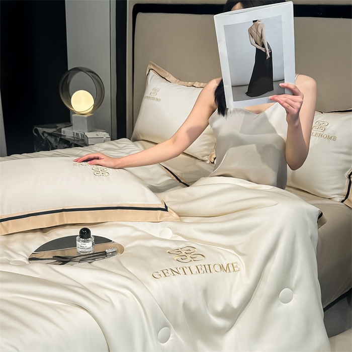 91家纺网 家纺一手货源 找家纺 小久久（小九九） 2025新款水洗真丝夏被-威廉 威廉-奶昔白+奶茶