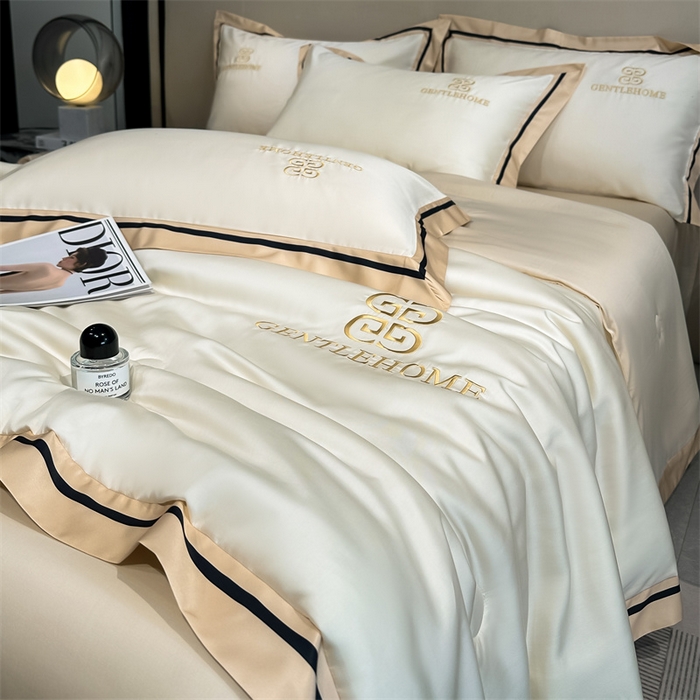 91家纺网 家纺一手货源 找家纺 小久久（小九九） 2025新款水洗真丝夏被-威廉 威廉-奶昔白+奶茶