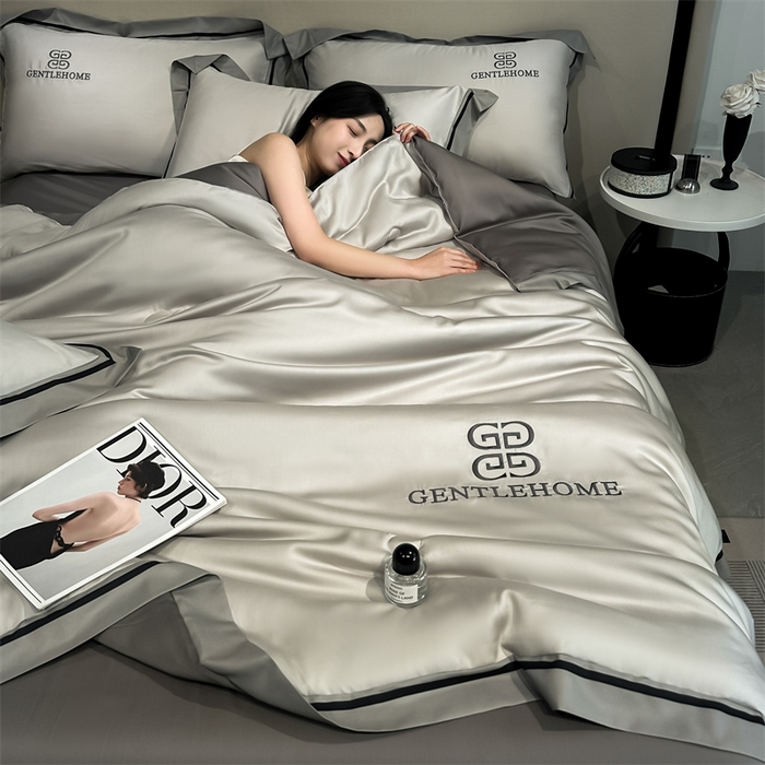 91家纺网 家纺一手货源 找家纺 小久久（小九九） 2025新款水洗真丝夏被-威廉 威廉-山灰+中灰