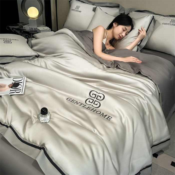 91家纺网 家纺一手货源 找家纺 小久久（小九九） 2025新款水洗真丝夏被-威廉 威廉-山灰+中灰