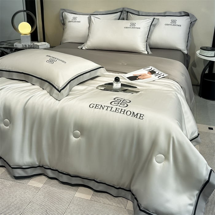 91家纺网 家纺一手货源 找家纺 小久久（小九九） 2025新款水洗真丝夏被-威廉 威廉-山灰+中灰