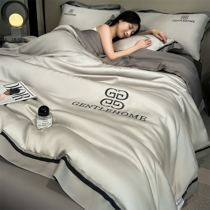 91家纺网 家纺一手货源 找家纺 小久久（小九九） 2025新款水洗真丝夏被-威廉 威廉-山灰+中灰