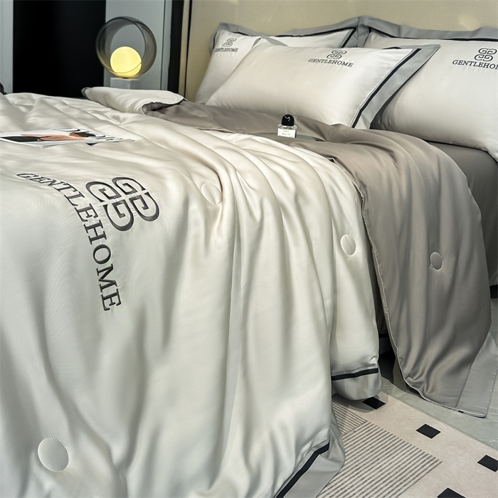 91家纺网 家纺一手货源 找家纺 小久久（小九九） 2025新款水洗真丝夏被-威廉 威廉-山灰+中灰