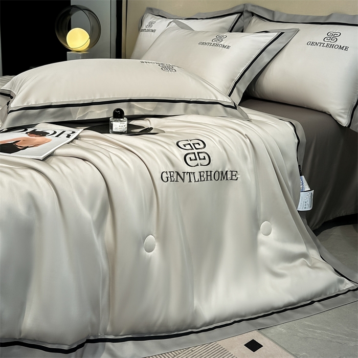 91家纺网 家纺一手货源 找家纺 小久久（小九九） 2025新款水洗真丝夏被-威廉 威廉-山灰+中灰