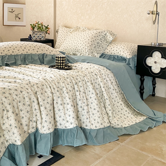 91家纺网 家纺一手货源 找家纺 （总）2025新款全棉双层纱多功能夏被四件套