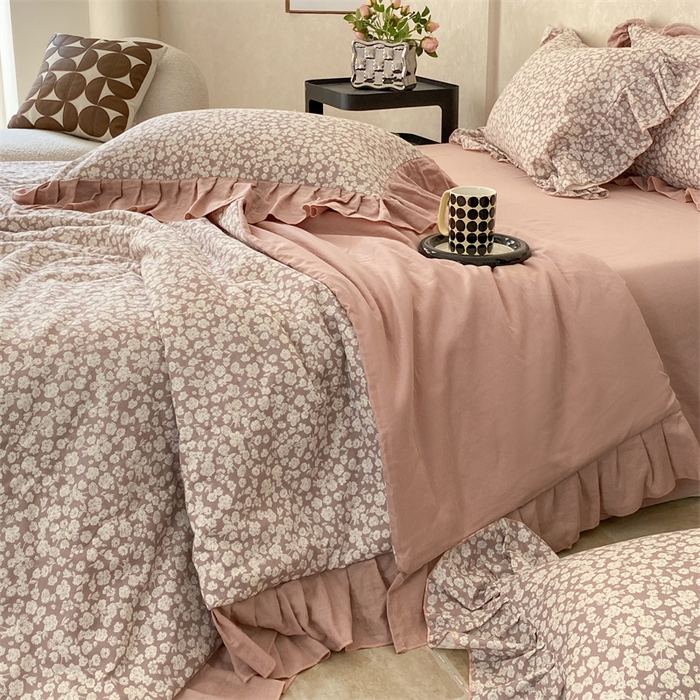 91家纺网 家纺一手货源 找家纺 （总）2025新款全棉双层纱多功能夏被四件套