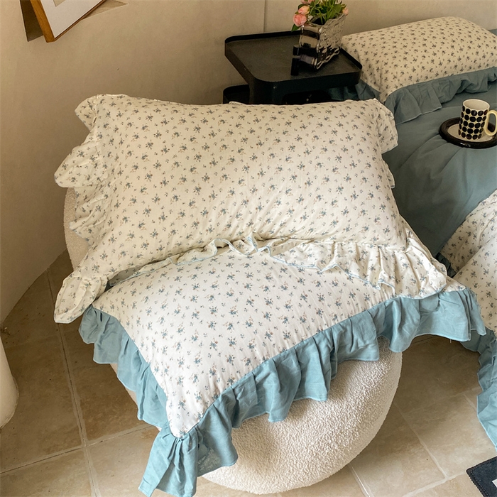 91家纺网 家纺一手货源 找家纺 2025新款全棉双层纱多功能夏被四件套 繁花遍地