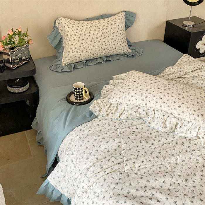 91家纺网 家纺一手货源 找家纺 2025新款全棉双层纱多功能夏被四件套 繁花遍地