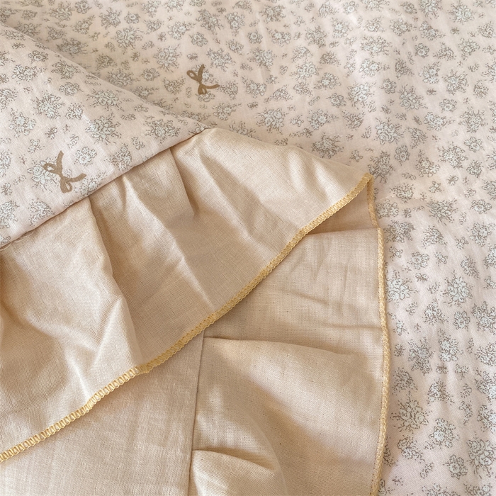 91家纺网 家纺一手货源 找家纺 2025新款全棉双层纱多功能夏被四件套 繁花蝴结