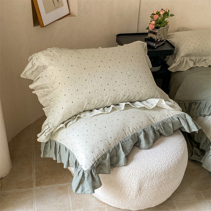 91家纺网 家纺一手货源 找家纺 2025新款全棉双层纱多功能夏被四件套 行星狗