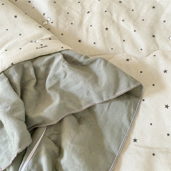 91家纺网 家纺一手货源 找家纺 2025新款全棉双层纱多功能夏被四件套 行星狗