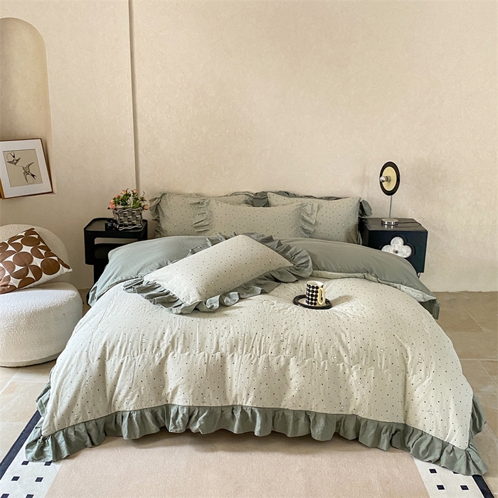 91家纺网 家纺一手货源 找家纺 2025新款全棉双层纱多功能夏被四件套 行星狗