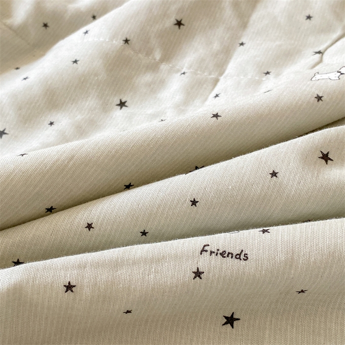 91家纺网 家纺一手货源 找家纺 2025新款全棉双层纱多功能夏被四件套 行星狗