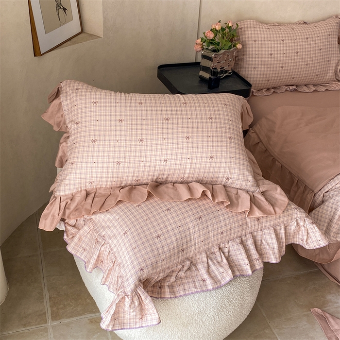 91家纺网 家纺一手货源 找家纺 2025新款全棉双层纱多功能夏被四件套 蝴蝶结