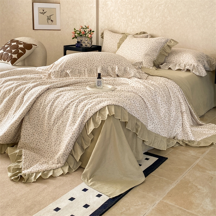 91家纺网 家纺一手货源 找家纺 2025新款全棉双层纱多功能夏被四件套 花絮