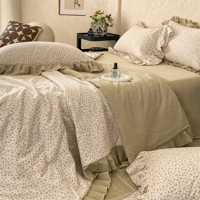 91家纺网 家纺一手货源 找家纺 2025新款全棉双层纱多功能夏被四件套 花絮