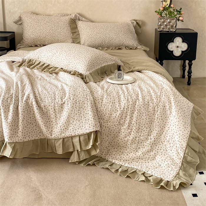 91家纺网 家纺一手货源 找家纺 2025新款全棉双层纱多功能夏被四件套 花絮