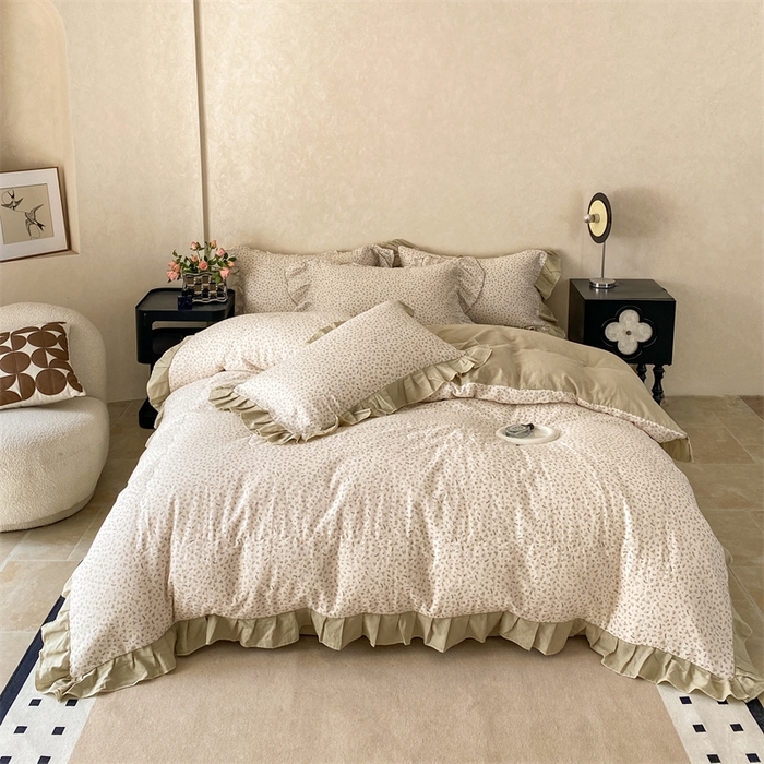 91家纺网 家纺一手货源 找家纺 2025新款全棉双层纱多功能夏被四件套 花絮