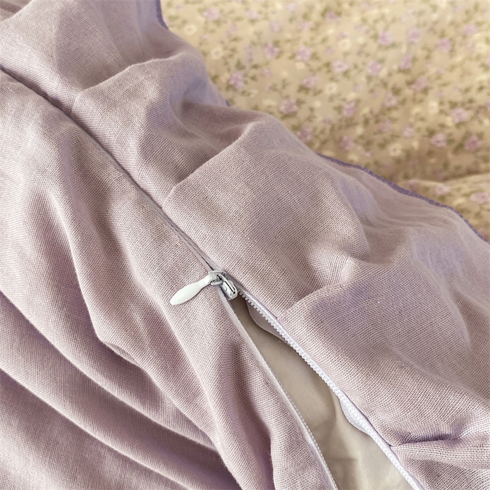 91家纺网 家纺一手货源 找家纺 2025新款全棉双层纱多功能夏被四件套 紫苏