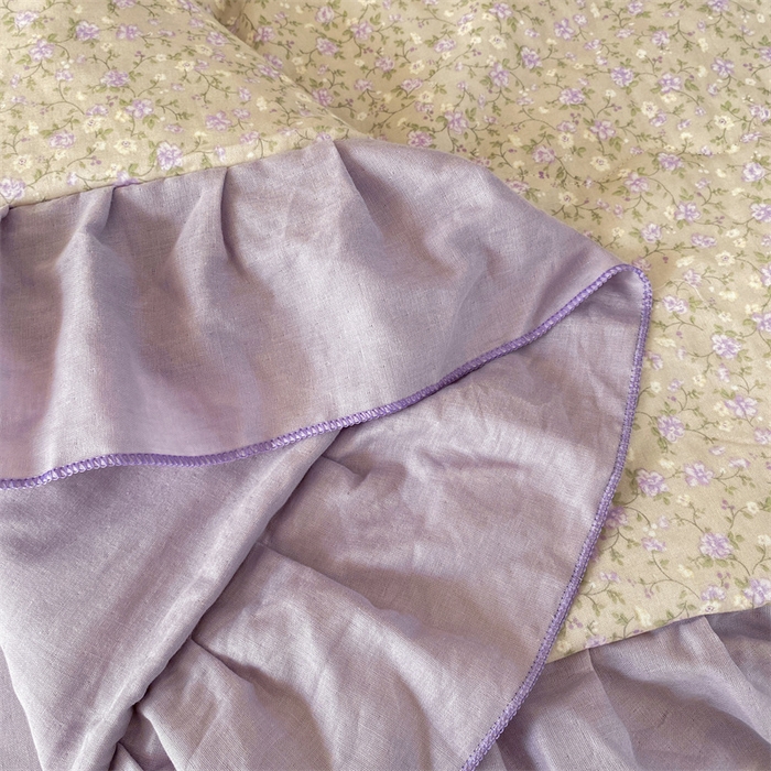 91家纺网 家纺一手货源 找家纺 2025新款全棉双层纱多功能夏被四件套 紫苏